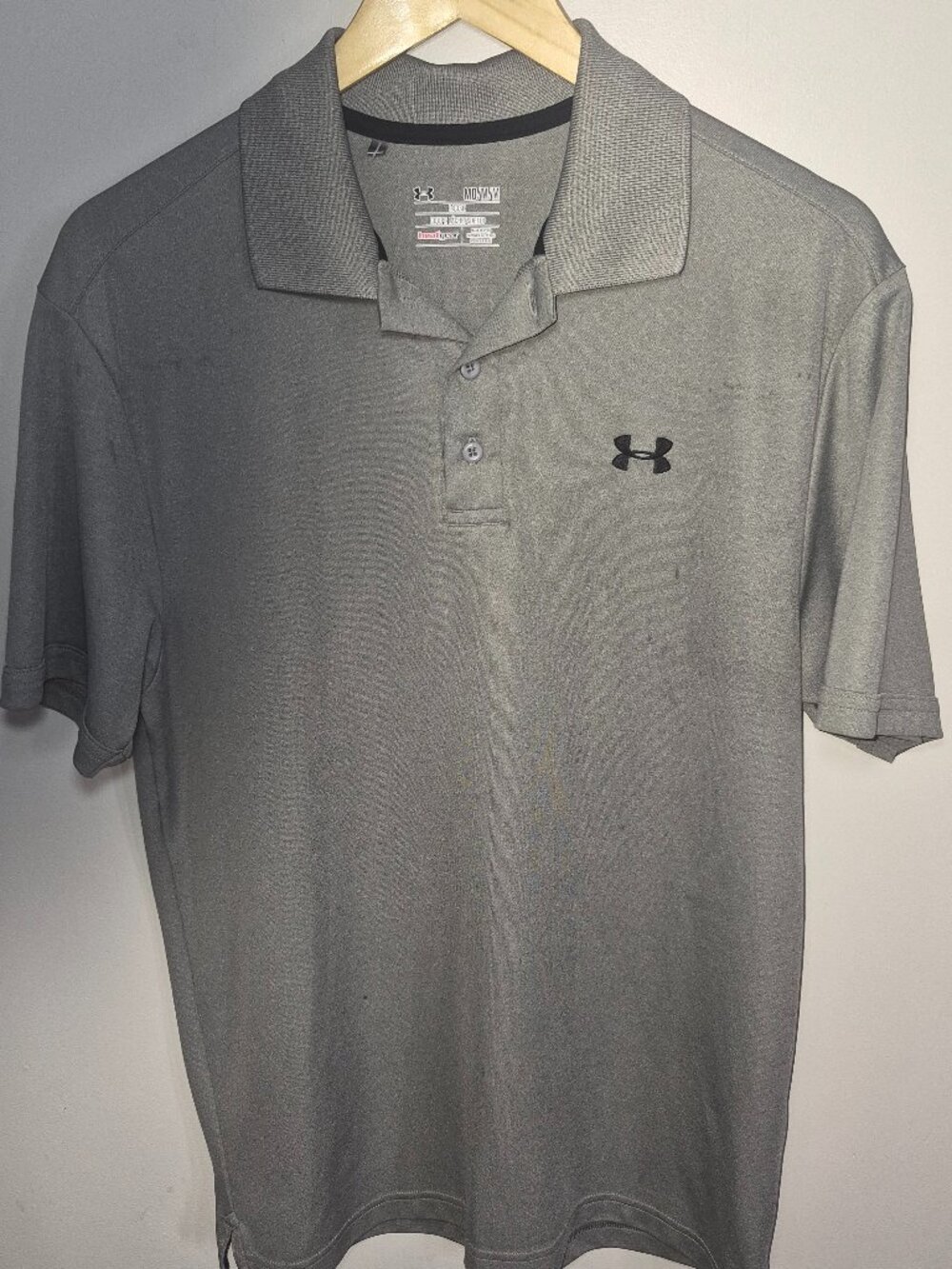 Under Armour Mens HeatGear Golf Polo Shirt Size Medium Heather Grey Short Sleeve